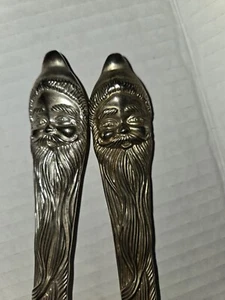 Santa Christmas Silver Plated Serving/ Salad Utensil Set USED  - Picture 1 of 4