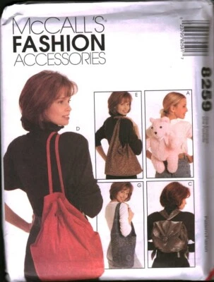 8259 McCalls SEWING Pattern Purse Bag Backpack Shopping Tote UNCUT OOP Sew FF - Image 1 of 2