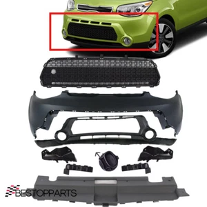 For Kia Soul 2014-16 Front Bumper Cover/Lower Grille W/Towing Cover Bracket 8Pcs - Picture 1 of 6