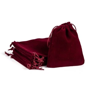 50 pcs Dark Red Rectangle Velvet Pouches Gift Bags Wrapping Supplies 12x10cm - Picture 1 of 7