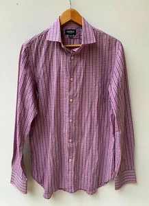 Gazman Tailored Fit Mens Long Sleeve Pink Check Business Shirt Size 39/40 - Picture 1 of 6