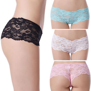 Stretch Rose Lace Floral Thong Panty Underwear Lingerie Boudoir Boyshorts M-6XL