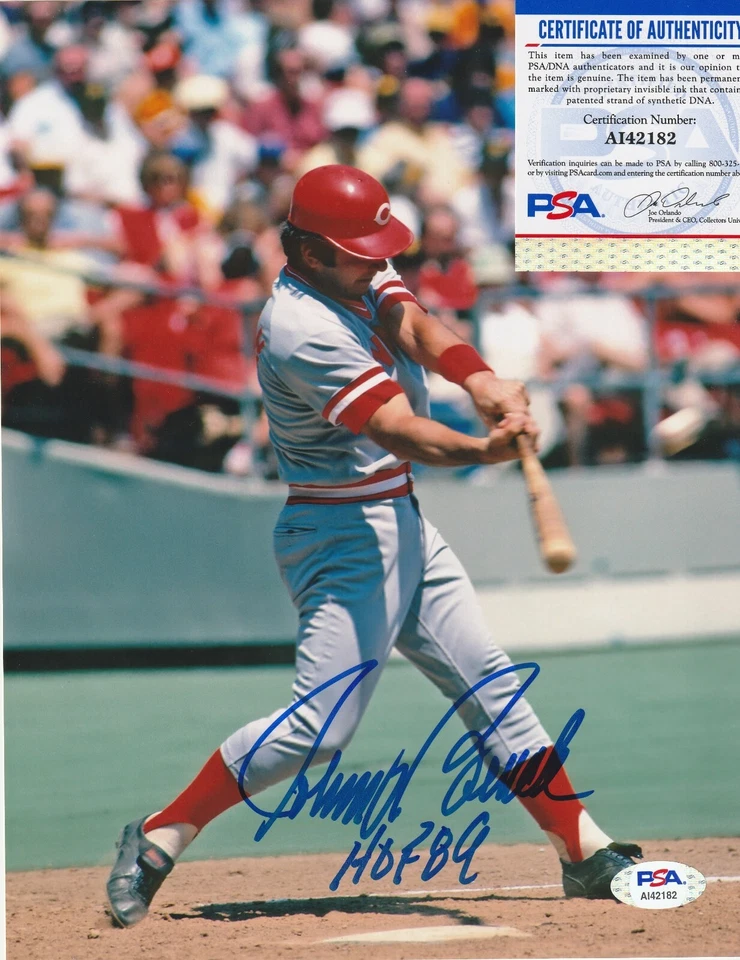 JOHNNY BENCH CINCINNATI REDS  HOF 89  PSA AUTHENTICATED  ACTION SIGNED 8x10 - Image 1 of 1