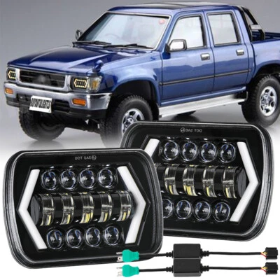 Pair 5X7 LED Headlights Projector Hi/Lo/DRL W/Adapter for 1998-2003 Holden Rodeo - image 1 of 4