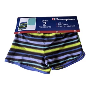 Champion Girls Size Medium 7/8 Athletic Shorts Multicolored Blue Set Of 2 New - Picture 1 of 8