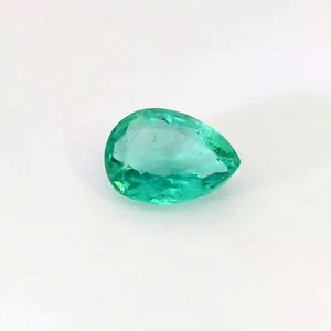Natural Emerald 1.43 Ct - 8x6mm Green Transparent Pear Cut Loose Gemstone - Picture 1 of 5