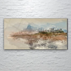 Glasbilder Wandbild Druck auf Glas 120x60 Bild Gemälde Aquarell Hamburg Schloss - Bild 1 von 7