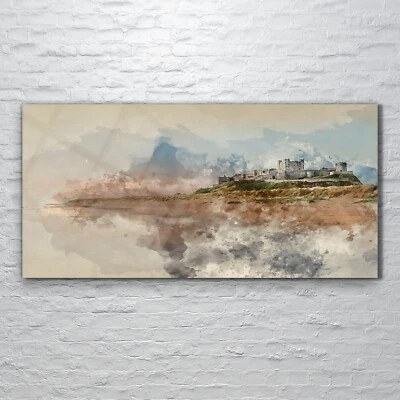 Glasbilder Wandbild Druck auf Glas 120x60 Bild Gemälde Aquarell Hamburg Schloss - Bild 1 von 4