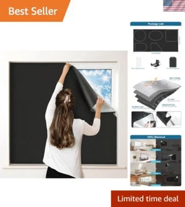 Portable 100% Blackout Curtains 118" x 57" - DIY Window Blinds with Adhesive - Picture 1 of 8