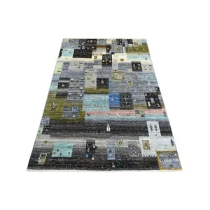 4'x5'10" Colorful Afghan Kashkuli Gabbeh Hand Knotted Wool Oriental Rug R71253 - Picture 1 of 6