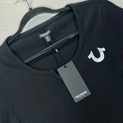 True Religion футболка платье обтяжку мини короткий рукав логотип черный S - Изображение 1 из 4