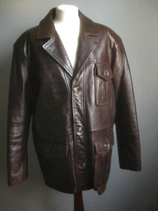 BEN SHERMAN leather JACKET medium 42 mens heavyweight biker warm COAT brown - Picture 1 of 23
