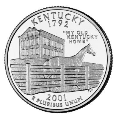 🇺🇸 US Quarter coin 25 cents, My Old Kentucky Home, Racehorse, 2001 - Image 1 of 2