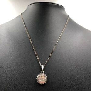 CHANEL Vintage Pearl Coco Mark Necklace Pendant Silver Auth France - Picture 1 of 10