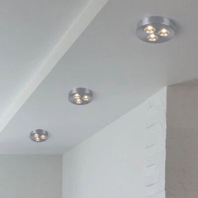 PAULMANN Einbauleuchte Aufbaustrahler Leuchte Deckenlampe 3er Set Metall gebürstet LED