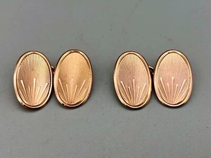 ART DECO 9CT ROSÉGOLD MANSCHETTENKNÖPFE, OWEN POWELL, BIRMINGHAM, 1931 - Bild 1 von 6