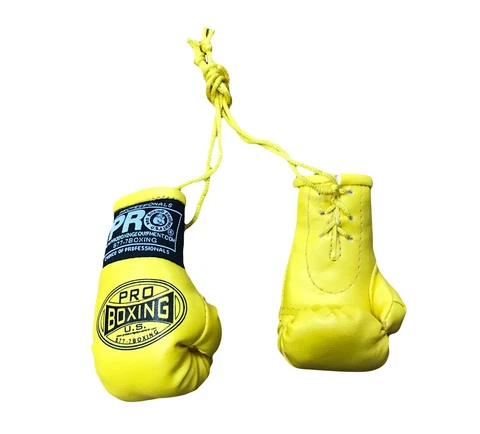 💥 Yellow Mini Boxing Gloves Hanging🐯 rearview mirror car hanging key chain🐯 Cover