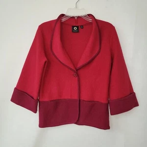 Amber Sun Jacket Merino Wool 3/4 Sleeve Cardigan Sweater Jacket Womens XS Red - Picture 1 of 12