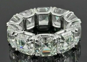 5 kt Asscher Moissanit voller Eternity Band Verlobungsring 14 K Weißgold plattiert - Bild 1 von 7