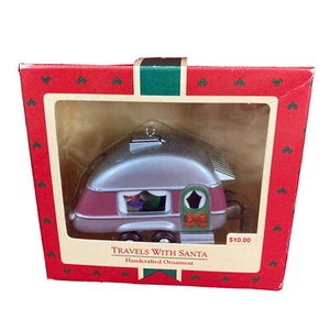 Hallmark Viaggi Con Babbo Natale Ornamento Ricordi Artigianale Vintage 1988 Camper - Foto 1 di 2