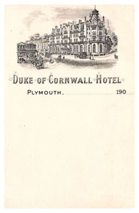 PLYMOUTH ENGLAND DUKE OF CORNWALL HOTEL OLD ADVERTISING POSTCARD - Picture 1 of 2