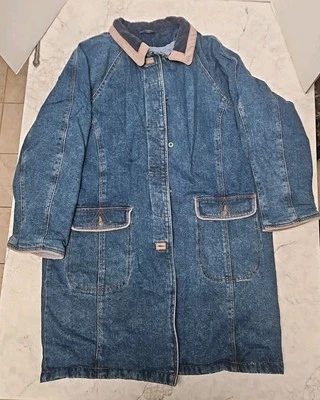 Chaqueta vaquera deportiva vintage Izzi para mujer abrigo largo de granero cuello pana talla grande Foto 1 de 4