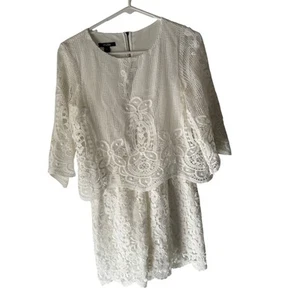 Muse White Lace Overlay Romper Size 2  Bridal Shower Boho Cottagecore - Picture 1 of 9
