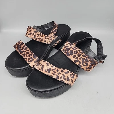 Torrid Platform Sandals Women 11.5 WW Animal Print Chunky Block Slingback Shoes - Image 1 of 4
