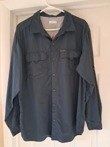 Mens XL  Columbia omni shade shirt Preowned Navy blue/ Dark gray - Picture 1 of 6