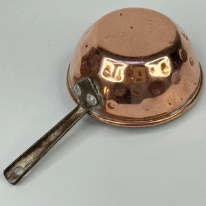 Vintage French Tiny Hammered Copper Cooking Pan Display Ornament Lined With Tin - Picture 1 of 17