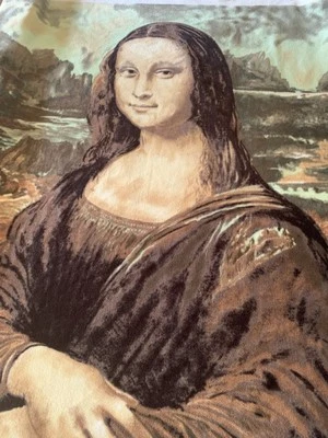 Mona Lisa 2-Sided Fleece Blanket Panel Fabric Art 48”x 60" /  4' X 5' FT approx - Image 1 of 4