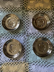 Set of 4 Vintage Spartan Roman Trojan Warrior Mercury Glass Coasters Round - Picture 1 of 7