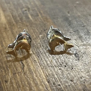 14 Karat Weiß-/Gelbgold Delfin Paar Ohrstecker 0,33 Gramm - Bild 1 von 4