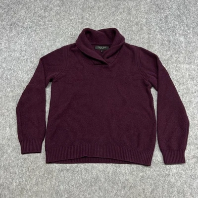 Rag & Bone Sweater Mens L Purple Wool Shawl Collar Button Pullover Fits Medium - Image 1 of 4