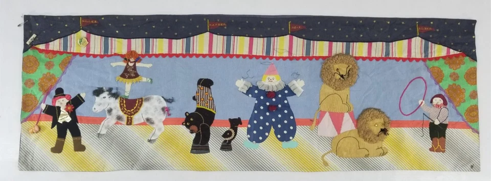 Tapiz vintage tradicional trabajo circo rendimiento trabajo apliques 126x44 cm Foto 1 de 4