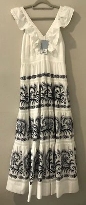 Antonio Melani Narelle Maxi Dress Tiered Embroidered White/Abyss SZ 6 NWT - Image 1 of 4