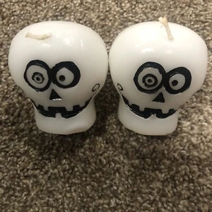 2 Halloween Skull Candles Home Decor Day Of The Dead Grand Rapids 2 3/4” - Picture 1 of 3