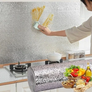 Kitchen Oil Proof Waterproof Anti-Fouling Self Adhesive Aluminum Foil Wallpaper - Picture 1 of 13