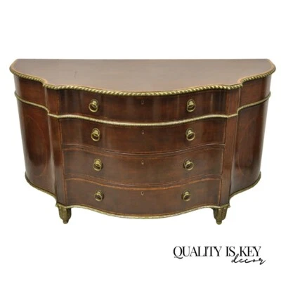 Antique French Louis XVI Style Mahogany Bow Front Bombe Demilune Commode Chest - Image 1 of 4
