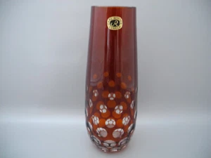 Carl Rotter Vase bernsteinfaben handgeschliffen Lübeck Kugeldekor - Bild 1 von 7