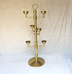 Vintage Solid Brass Free Standing 6 Point Tealight 26" Candle Holder - Nice!! - Picture 1 of 3