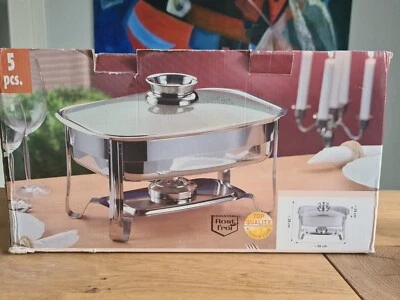 Edelstahl Rechteckbräter mit Rechaud 5.Teilig - Bild 1 von 4