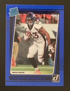 2021 Javonte Williams Donruss Rated Rookie Blue Press Proof SP RC #275 Broncos - Picture 1 of 2