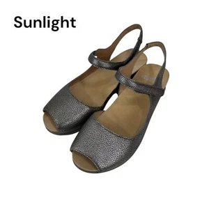 Dansko Women Peep Toe Slingback Sandals Metallic Leather Size 37 Comfort Wedge - Picture 1 of 11
