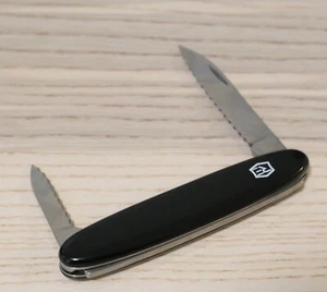 3” Swiss Army Knife Boy Scouts 2 Blades Serrated Black Mirror Finish Sharp  - Picture 1 of 5