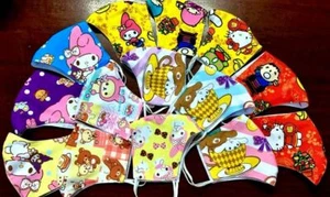 3 x HK MIX HANDMADE FACE COVER MASK Hello Kitty cat adult milk Keroppi heart bow - Picture 1 of 12