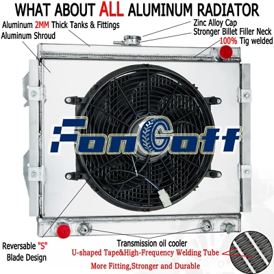 4Rows Aluminum Radiator+Shroud Fan For 1984-1995 Toyota Pickup 4Runner 2.4L L4 - Image 1 of 4