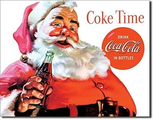 Letrero de metal Coca Cola Coke Santa 410 mm x 320 mm (de) - Imagen 1 de 1