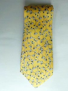 J. CREW Yellow with Blue Martini Glasses Silk Neck Tie NWT - Picture 1 of 2