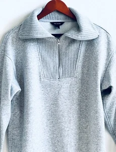 RAE MODE Size Small Gray Cotton 1/4 Zip Pullover Sweatshirt with Ribbed Collar - Picture 1 of 9